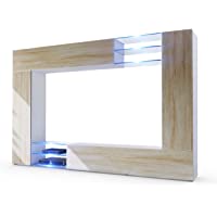 Mueble de Pared Mirage- Cuerpo en Blanco Mate-Frentes en Roble áspero con iluminación LED